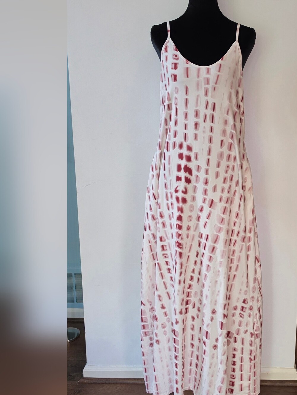 Sleeveless Pink/ Tan Patterned Slip Maxi Dress